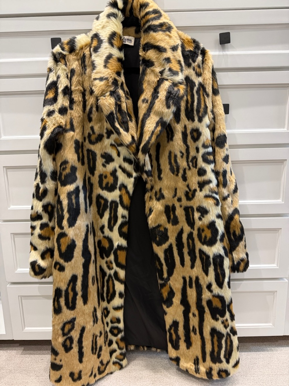 Show Me Your MuMu Leopard-Print Faux Fur Coat in Tan, Black & Cream